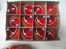 12 Vintage PREMIER Matching Red Unsilvered Glass Christmas Ornaments in Orig Box picture