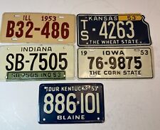 5 VTG 1953 Wheaties Cereal Box  License Plate KY IA IN KS IL picture