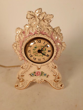 Mid-Century Porcelain Electric Clock, Sessions, Beautifully Handpainted, Runs picture