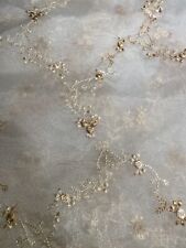 Beautiful Sheer Antique Gold Floral Embroidered Over Ivory Overlay Table Linen picture
