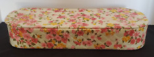 Vintage Quilted Floral VANITY BOX Gloves Hankie Hosiery Scarf Rectangle Pink Yel picture