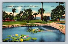 Daytona Beach FL-Florida, Footbridge, Waterfront Park, Vintage c1939 Postcard picture