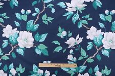 2 drapes , sold by pair FABRICUT Snow White Roses Menthe Leaves Oxford Blue picture