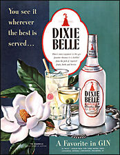 1947 Dixie Belle Gin Magnolia Flower Bottle tray glass vintage art print ad L69 picture