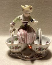 Vintage Andrea By Sadek Hand Painted Girl Sitting On Two Baskets. Made In Japan. picture
