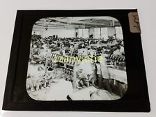 KFF HISTORIC Magic Lantern GLASS Slide FACTORY/WAREHOUSE ASSEMBLY LINE picture