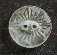 Beautiful Antique Clear Glass Button With Carved Flower picture