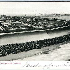 1905 Galveston TX UDB Sea Wall Litho Photo Post Card Hawkins Pub Antique Vtg A18 picture