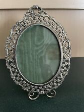 Vintage Victorian Oval Metal Photo Frame Filigree Style W/Glass 5
