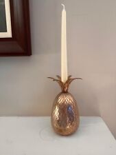 Vintage Solid Brass Pineapple Decorative 7,5” Candle Holder Rare picture