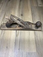 VINTAGE ANTIQUE STANLEY BAILEY NO. 5 CORRUGATED BOTTOM WOOD HAND PLANE picture