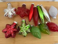Lot of 12 glass Christmas ornaments star bulb red green silver picture