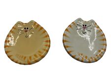 Lot 2x August Ceramics Cat Trinket Dish/Holder Teabag Holder Spoon Rest picture