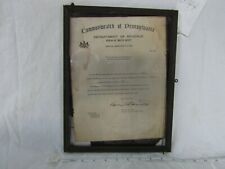 Vintage Commonwealth of PA Dept of Revenue Official Inspection Certificate picture
