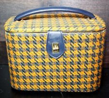 Vintage Vanity Makeup Box Case Suitcase CELEBRITY INC NY Tweed Woven Orange picture
