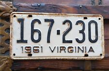 1961 Virginia License Plate  vintage excellent light patina picture
