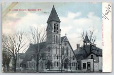 Kenosha Wisconsin~St James Church In Fall Street View~EC Kropp PM 1907 Postcard picture