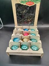 Vintage Shiny Brite Ornaments 11 Ct + 1 West Germany 6 Stencils 6 Solid Teal BOX picture
