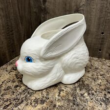 Vintage Empire Easter White Bunny Rabbit Blow Mold Plastic Basket Bucket 1995 8” picture
