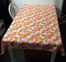 Vintage Vera Neumann Orange Yellow BAMBOO Cotton Tablecloth 68
