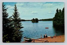 Postcard Spider Lake Posted Mercer Wisconsin, Vintage Chrome M17 picture