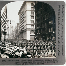 New York Stereoview WW1 Citizen Soldiers Army Parade Street Scene Army NY E328 picture