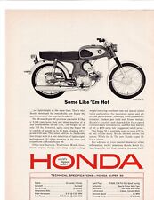 Honda Super 90 Motorcycle 1965 Vintage Print Ad ~ Some Like 'Em Hot picture