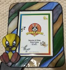 Genuine Art Stained Glass Picture Frame Tweety  Looney Tunes 6” X 7” picture