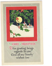 c.1900s Merry Christmas Christmas Full Moon Gibson Art Postcard UNPOSTED picture