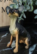 Sitting Lifelike Adorable Deer Head Black and Tan Chihuahua Puppy Dog Figurine picture