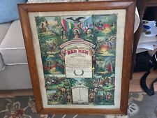 Framed Original 1912 Improved Red Man Diploma RARE Historical  picture