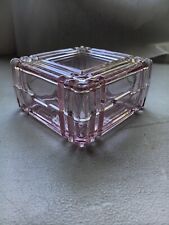 1950s Art Deco Style pink Glass Trinket Box 4x4 RARE PRETTY picture