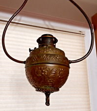 Antique Cast Bronze 1890s Bradley & Hubbard Electric Converted Hanging Oil Lamp picture