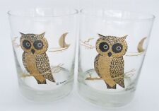 2 Couroc OWL Glasses Low Ball Barware Double Old Fashion 3 3/8