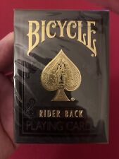 Bicycle Black And Gold Rider Back Cards New Sealed Perfect Rare picture