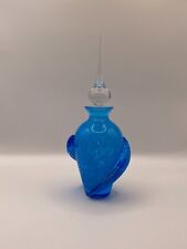 Vintage Rare Stunning Murano Sky Blue Glass Perfume Bottle w/Clear Stopper 8.25