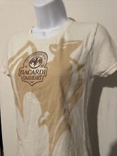 Bacardi Oakheart Large Bat Logo Beige Short Sleeve T-Shirt Women's Size Medium picture