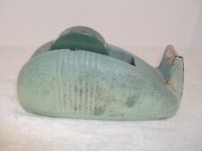 Vintage Scotch TAPE DISPENSER Art Deco Whale Tail Heavy Cast Iron GREEN Early 3M picture