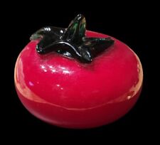 Red Tomato with Green Stem Art Glass Hand Blown Paperweight 3.25