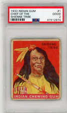 1933 Indian Gum Key Card  #1  Chief of the Shienne Tribe Graded PSA 2 GD Good picture