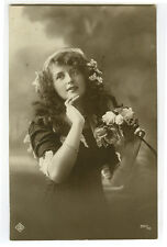 c 1912  Edwardian Young Lady LONG HAIR BEAUTY photo postcard picture