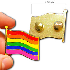 GG-002 Large LGBTQ Rainbow Pride Flag 1.5 inch cloisonné gay pins picture