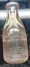 Vintage Very Old Embossed Clear Glass Quart Alderney Dairy Milk Bottle Newark NJ picture