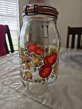 Vintage Glass Storage Jar Canister ARC FRANCE with Mushrooms & Tomatoes 2 L picture