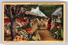 Hollywood CA-California, Original Farmers Market, Antique Vintage c1944 Postcard picture