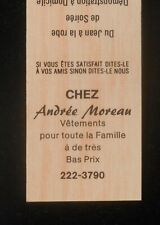 1980s? Chez Andrée Morean Saint-Calixte QC Canada Montcalm Co Matchbook Quebec picture