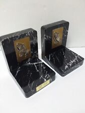 Vtg Genuine Imported MARBLE BELGIUM Goldtone Metal Praying Hands Motif Bookends  picture