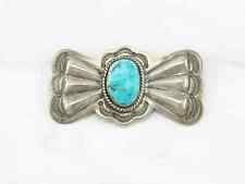 Fred Thompson Native American Sterling Silver Blue Turquoise Brooch Bow picture