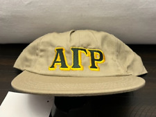 Alpha Gamma Rho Khaki Flat Brim Cotton Hat Baseball Cap, VINTAGE, 1980's, NOS picture