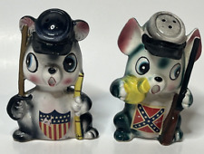 Vintage Union and Confederate Mice Civil War Centennial Salt and Pepper Shakers picture